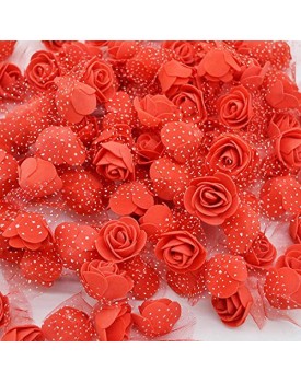 Satyam Kraft Foam Artificial Flower Roses (50 Piece, 3 cm) (Red)