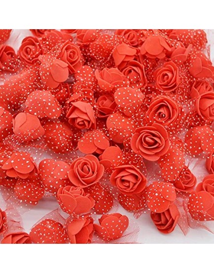 Satyam Kraft Foam Artificial Flower Roses (50 Piece, 3 cm) (Red)