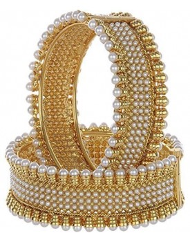 YouBella Jewellery Gold Plated Pearl Bracelets Bangles for Women and Girls