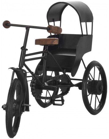Century 21 Handicraft Wooden Wrought Iron Cycle Rickshaw Toy for Kids