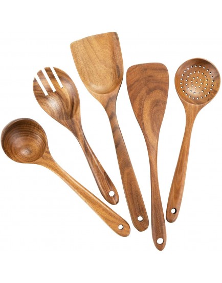  Handmade Wooden Non-Stick Serving and Cooking Spoon Kitchen Tools Utensil