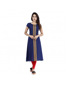 kaniska fabric Jaal Handloom Rayon Printed Straight Kurti for Women/Kurta for Women/Ethnic Wear/Ladies Kurta/Fashion Kurtis (Blue) (M)