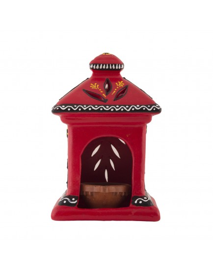 Shabana Art Potteries Terracotta Oil Hut Lamp (17 x 10 cm, Red)