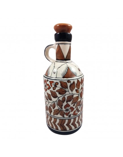 India Meets India Khurja Pottery Art Ceramic Handmade Cork Bottle (1 L)