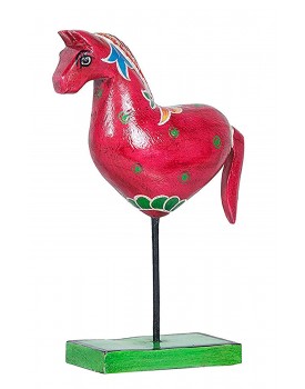  Home Decor Handicraft Wooden Horse on Stand Figurine Showpiece