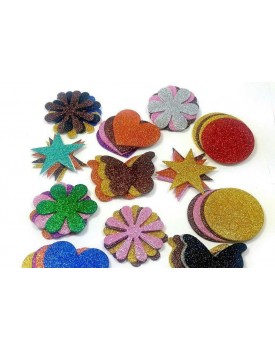 E Shopping® Mixed Shaped Glitter Eva Foam Self Adhesive Stickers for Art & Craft, Card Making, Scrapbooking, Paper Decoration, School Crafts for Kids(Set of 60 Pieces)