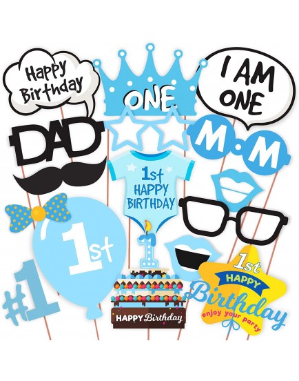 Wobbox First Birthday Party Props for Birthday Events (Blue)