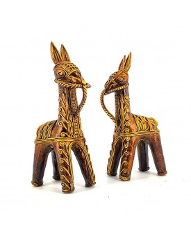 Ancient Dhokra Art || Handmade Signature Craft || Bankura Horse Pair, Brass Metal 