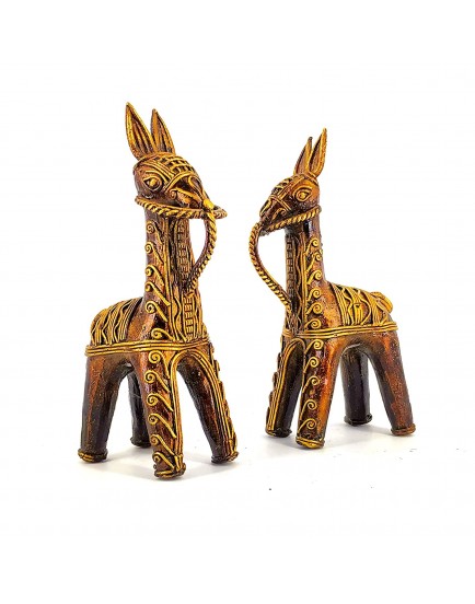 Ancient Dhokra Art || Handmade Signature Craft || Bankura Horse Pair, Brass Metal 