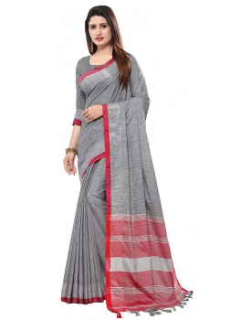 Venisa Women's Cotton Blend Saree With Blouse Piece