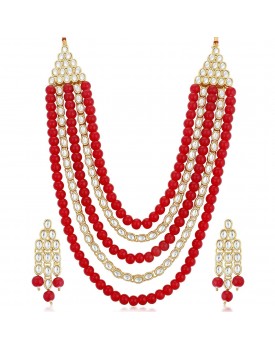 Sukkhi Astonish Gold Plated Wedding Jewellery Kundan Long Haram Necklace Set for Women 