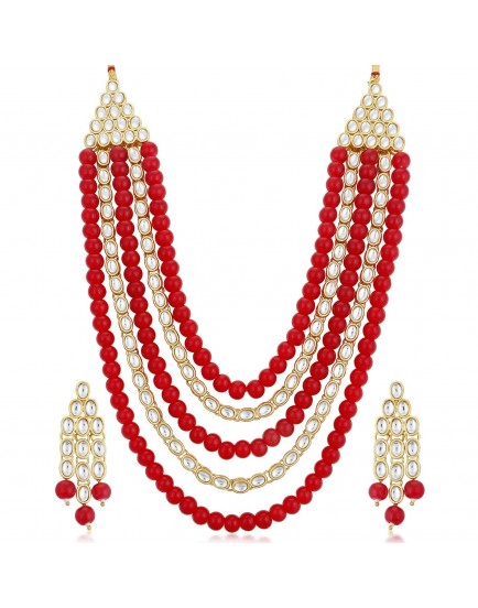 Sukkhi Astonish Gold Plated Wedding Jewellery Kundan Long Haram Necklace Set for Women 