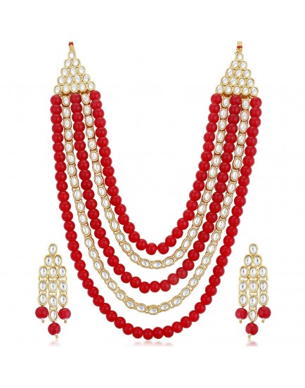 Sukkhi Astonish Gold Plated Wedding Jewellery Kundan Long Haram Necklace Set for Women 