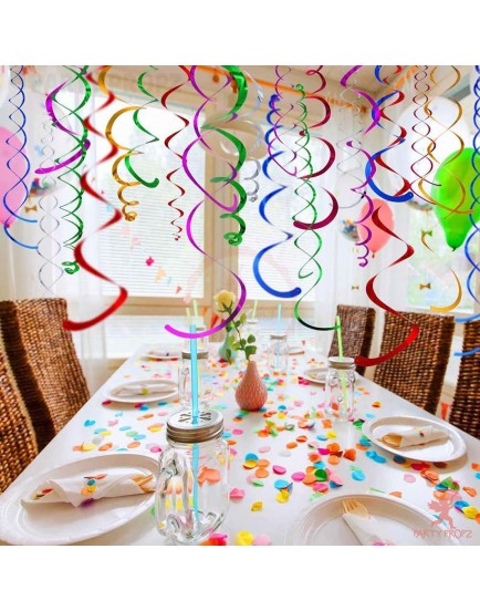 Party Propz Multicolour Swirls for Decorations / Birthday Parties (Set of 12)
