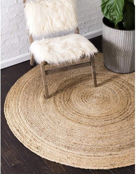 Fernish Decor Jute Braided Rug, Carpet, Best for Bedroom Living Room (90 cm, Round)