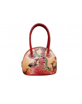 Ananya Leather Handicraft Women's Shantiniketan Pure Leather Block Design Purse