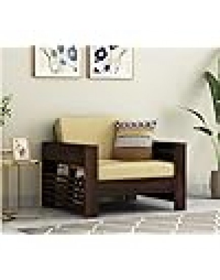 BM WOOD FURNITURE Sofa Set for Living Room | Wooden Sofa Set with Magazine Holder for Office & Home Lounge (Walnut Finish)