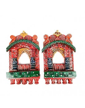 Apka Mart The Online Shop Handcrafted Wooden Jharokha Traditional Wall Hanging Set of 2 (10 Inch/Multicolor) for Wall Decor, Home Decor, Room Decor, Photo Frame and Gifts
