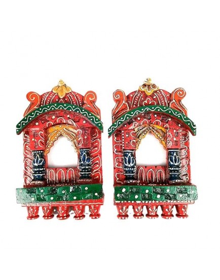 Apka Mart The Online Shop Handcrafted Wooden Jharokha Traditional Wall Hanging Set of 2 (10 Inch/Multicolor) for Wall Decor, Home Decor, Room Decor, Photo Frame and Gifts