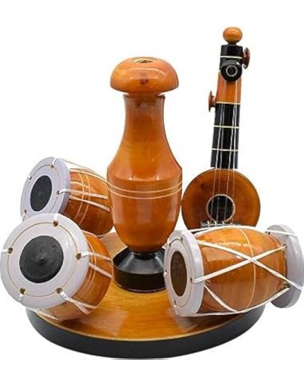 Thenkumari Eco Friendly Wooden Handcrafted Musical Set with Vase Decor Decorative Showpiece for Home Table Office Living Room Decoration Item