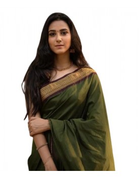 Flosive Women's Kanjivaram Silk Saree With Handloom Weaving Work With Blouse Piece