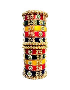 Rajwadi Rajasthani Multicolour Seep Chuda Bangles for Women Girls