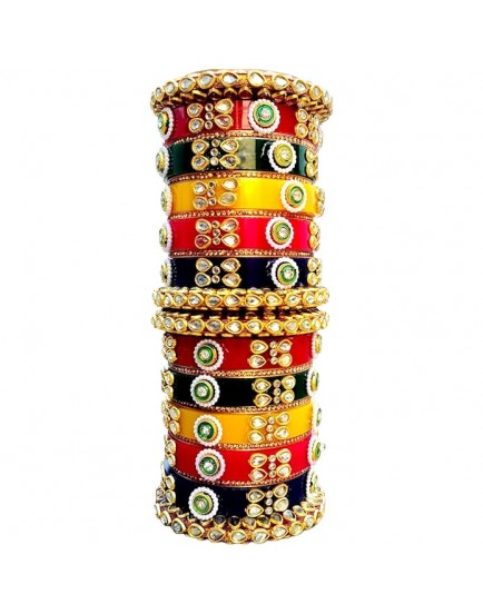 Rajwadi Rajasthani Multicolour Seep Chuda Bangles for Women Girls