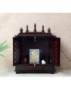 Jaipur Lane Marusthalee Handcrafted Wooden Temple with Door and Light (24x12x30 Inch)