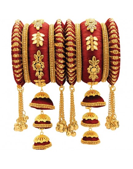 Ethnic Slik Thread Kundan Bangles Jewellery for Women