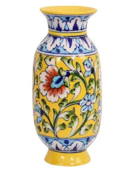 Glazing Blue Pottery Flower Vase, For Exterior Decor