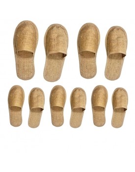 GutarGoo 5 Pairs Disposable Jute Slippers Closed-Toe Style Soft Slippers Footwear for Home Guest Hotel Travell and Spa Salon (Free-Size)