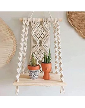  Click to open expanded view        ACN kohinoor | Macrame Wall Hanging Shelf |14| Boho Handmade Wooden Wooden Floating Book Shelve for Home Decor, Unique Items for Living Room, Nursery, Decoration 10x5x22 Inch,1-Pcs, Off-White