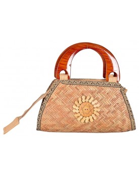 Roy Jute Handicrafts Brown Jute Women's Handbag|Eco-Friendly Ladies Designer Hand Purse with ZIpper Pocket|Occassional Traditional Use Ladies Bag