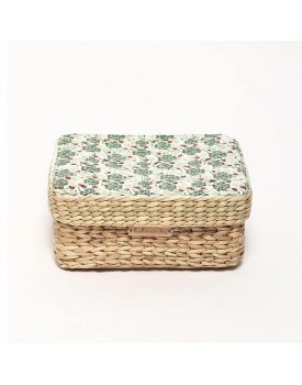 Habere India-All the Cultures Fabricating India Storage Basket with lid | Cane Baskets for Storage | Jute baskets | Bamboo basket (Sizes - 24 x 18 x 11 CM (11))