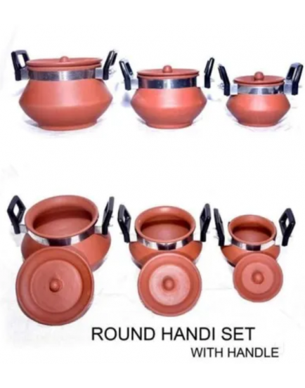 Clay Round Handi Set, Capacity: 500 Ml