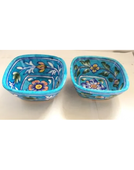 Ceramic Blue Pottery Square Bowl