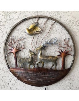 RHD 2 DEER RING Wall Decor Handicraft Metal Tree Wall with LED Light, Wall Decor Tree with led, Wall Hanging Tree, Big LED Living Room Wall Shelf Home Office - W315