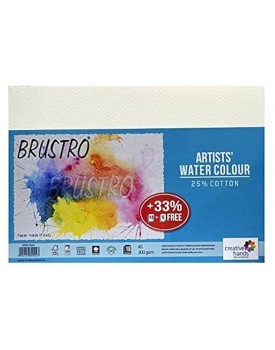 Brustro Artists Watercolour Paper, 300 GSM, A5-25% Cotton, Cold Pressed, 18 + 6 Sheets Free