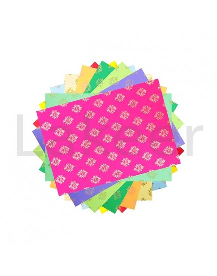 Lakeer A4 Printed Decorative Paper Pack of 10 Sheets 180-210GSM Thick for Origami, Scrapbooking, Hobby Crafts, Project Work (Emblem Printed, Assorted)
