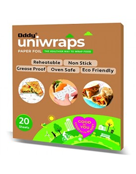 Oddy Uniwraps Food Wrapping Paper Sheets | Wrap Roti, Parantha, Sandwich, Burger & More! Keep Food Safe & Fresh | 10x12 Inches, Pack of 20 Sheets