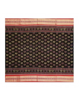 OdiKala sambalpuri cotton saree with blouse piece(Heart shape design in coffee color base)