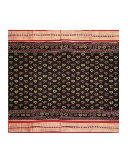 OdiKala sambalpuri cotton saree with blouse piece(Heart shape design in coffee color base)