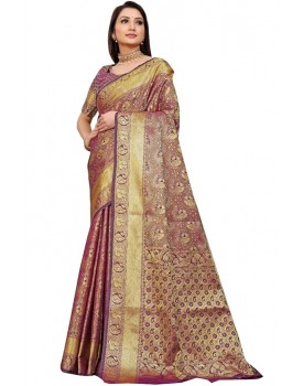  Woven Kanjivaram Engaging Soft Lichi Silk Banarasi Saree With Blouse Piece For Women