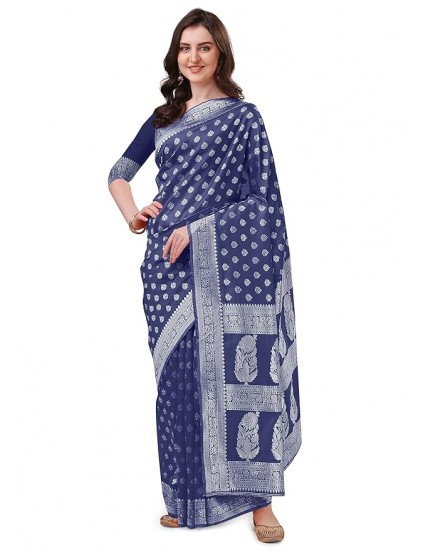 Women's Stylish Ethnic Motif Zari Woven Saree with Blouse Piece