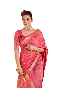 SWORNOF Women's Pure Silk Saree With Blouse Piece