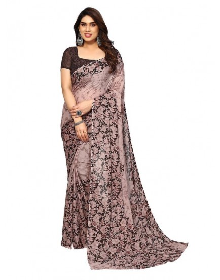 Satrani Women'S Georgette Leheriya Printed Saree With Unstitched Blouse Piece