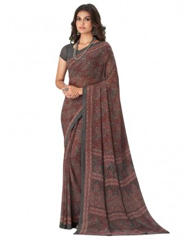 Jaanvi fashion Women's Traditional Printed Georgette Saree With Blouse Piece