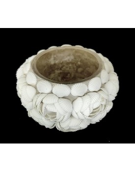 Table Decor Lighting: Bowl Shaped Natural Sea Shells Tea Light Holder.