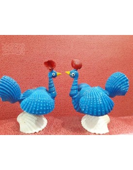 Seashell Decor with Two Birds Made of Shells Handcrafted Peacock Showpiece