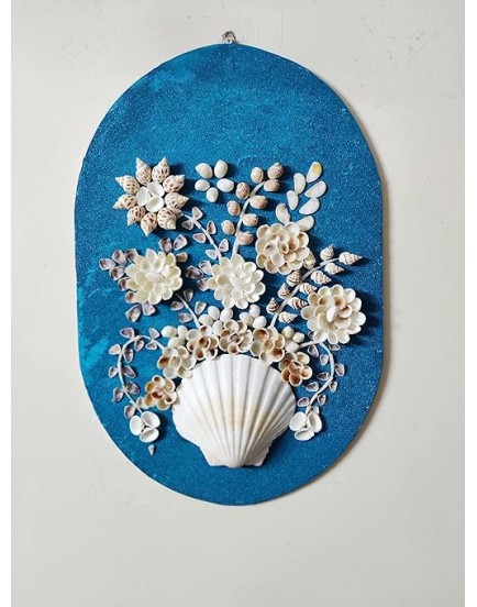 Shellkrafts Sea shell Floral Wall painting for Home decor Made with Sea shell 12x18inch